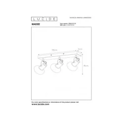 Lucide MADEE Plafondspot 3x E14/25W Zwart/ Smoke Glas