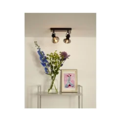 Lucide MADEE Plafondspot 2x E14/25W Zwart/ Smoke Glas