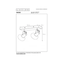 Lucide MADEE Plafondspot 2x E14/25W Zwart/ Smoke Glas