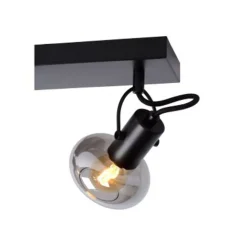 Lucide MADEE Plafondspot 2x E14/25W Zwart/ Smoke Glas