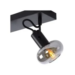 Lucide MADEE Plafondspot 2x E14/25W Zwart/ Smoke Glas