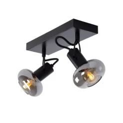 Lucide MADEE Plafondspot 2x E14/25W Zwart/ Smoke Glas