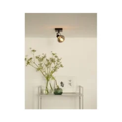 Lucide MADEE Plafondspot 1x E14/25W Zwart/ Smoke Glas