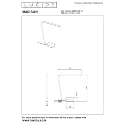 Lucide MADISON - Bureaulamp - LED Dim to warm - 1x6,5W 2600K/2800K - Taupe