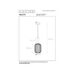 Lucide MALOTO - Hanglamp - Ø 20 cm - 1xE27 - Amber