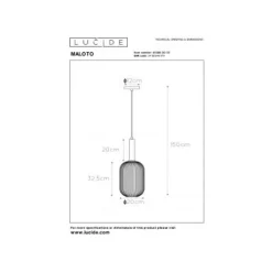 Lucide MALOTO - Hanglamp - Ø 20 cm - 1xE27 - Groen