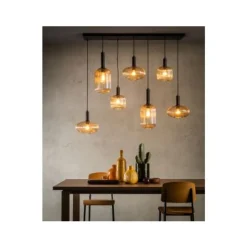 Lucide MALOTO - Hanglamp - 7xE27 - Amber