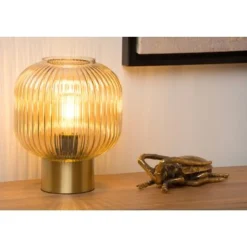Lucide MALOTO - Tafellamp - Ø 20 cm - 1xE27 - Amber