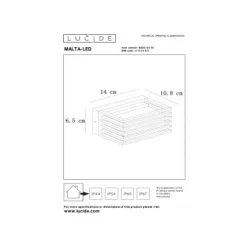 Lucide MALTA-LED - Wandlamp Buiten - LED - 1x6W 2700K - IP54 - Zwart Lucide