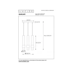 Lucide MARGARY Hanglamp-Zwart-Ø28-LED Dimb.-4W-2700K