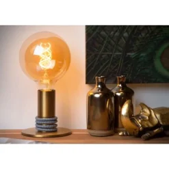 Lucide MARIT - Tafellamp - Ø 10 cm - 1xE27 - Mat Goud / Messing Lucide