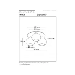 Lucide MARIUS - Plafonnière - 3xE27 - Mat Goud / Messing