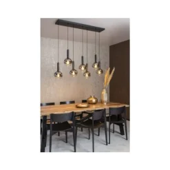 Lucide MARIUS Hanglamp-Zwart-7xE27-40W-Glas