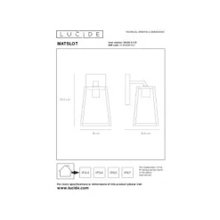 Lucide MATSLOT - Wandlamp Buiten - E27 - IP23 - Zwart
