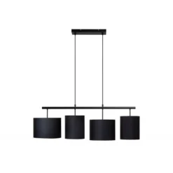 Lucide MAYA Hanglamp-Zwart-4xE27-40W-Katoen