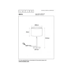 Lucide MAYA Tafellamp-Beige-Ø26-1xE27-40W-Katoen