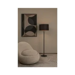 Lucide MAYA Vloerlamp-Zwart-Ø45-1xE27-40W-Katoen