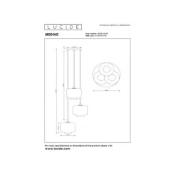Lucide MEDINE Hanglamp-Fumé-Ø46-3xE27-40W-Glas