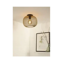 Lucide MESH - Plafonnière - Ø 30 cm - 1xE27 - Mat Goud / Messing