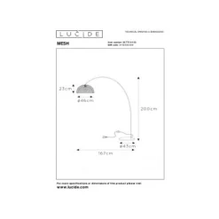 Lucide MESH - Vloerlamp - Ø 46 cm - 1xE27 - Zwart