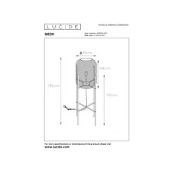 Lucide MESH - Vloerlamp - Ø 35 cm - 1xE27 - Mat Goud / Messing
