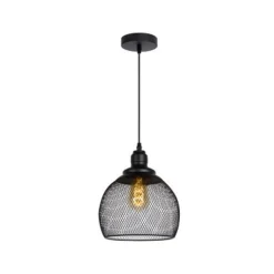 Lucide MESH Pendel E27 Ø22cm H 20cm Zwart
