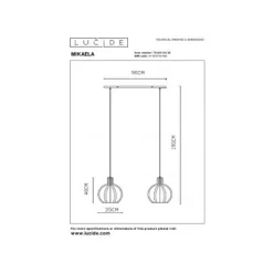 Lucide MIKAELA - Hanglamp - Ø 35 cm - 2xE27 - Zwart