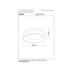 Lucide MIRAGE Plafonnière-Zwart-Ø45-LED Dimb.-33W-2700K