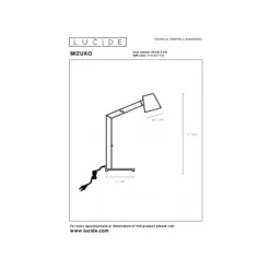 Lucide MIZUKO - Bureaulamp - 1xE14 - Zwart