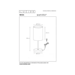 Lucide MODA - Tafellamp - Ø 13 cm - 1xE27 - Wit