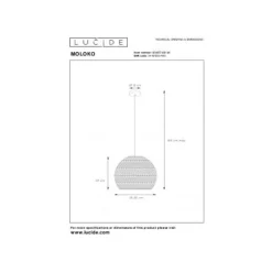 Lucide MOLOKO - Hanglamp - Ø 40 cm - 1xE27 - Okergeel