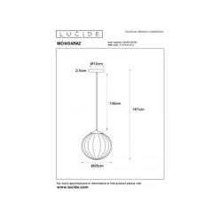 Lucide MONSARAZ Hanglamp-Amber-Ø25-1xE27-40W-Glas