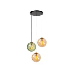 Lucide MONSARAZ Hanglamp-Groen-Ø35-3xE27-40W-Glas