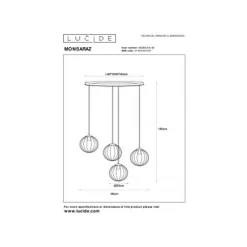 Lucide MONSARAZ Hanglamp-Groen-4xE27-40W-Glas