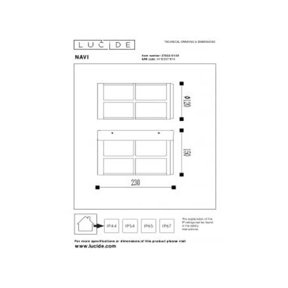 Lucide NAVI Wandlamp Buiten-Antrac.-1xE27-18W-IP54