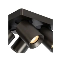 Lucide NIGEL - Plafondspot - LED Dim to warm - GU10 - 4x5W 2200K/3000K - Zwart Staal