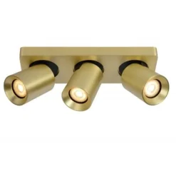 Lucide NIGEL - Plafondspot - LED Dim to warm - GU10 - 3x5W 2200K/3000K - Mat Goud / Messing