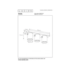 Lucide NIGEL - Plafondspot - LED Dim to warm - GU10 - 3x5W 2200K/3000K - Mat Goud / Messing