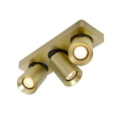 Lucide NIGEL - Plafondspot - LED Dim to warm - GU10 - 3x5W 2200K/3000K - Mat Goud / Messing