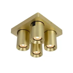 Lucide NIGEL - Plafondspot - LED Dim to warm - GU10 - 4x5W 2200K/3000K - Mat Goud / Messing
