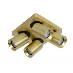 Lucide NIGEL - Plafondspot - LED Dim to warm - GU10 - 4x5W 2200K/3000K - Mat Goud / Messing