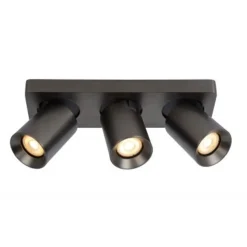 Lucide NIGEL - Plafondspot - LED Dim to warm - GU10 - 3x5W 2200K/3000K - Zwart Staal
