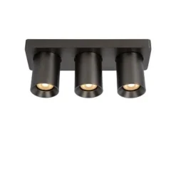 Lucide NIGEL - Plafondspot - LED Dim to warm - GU10 - 3x5W 2200K/3000K - Zwart Staal