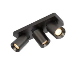 Lucide NIGEL - Plafondspot - LED Dim to warm - GU10 - 3x5W 2200K/3000K - Zwart Staal