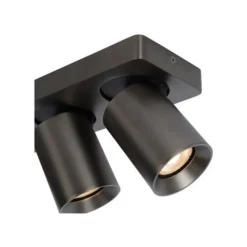 Lucide NIGEL - Plafondspot - LED Dim to warm - GU10 - 3x5W 2200K/3000K - Zwart Staal