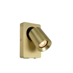 Lucide NIGEL - Wandspot - LED - GU10 - 1x5W 3000K - Met USB oplaadpunt - Mat Goud / Messing