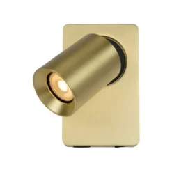 Lucide NIGEL - Wandspot - LED - GU10 - 1x5W 3000K - Met USB oplaadpunt - Mat Goud / Messing