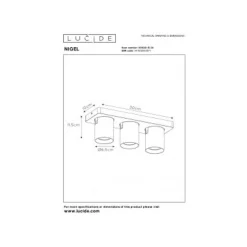 Lucide NIGEL Plafondspot 3xGU10/5W DTW Zwart