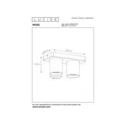 Lucide NIGEL Plafondspot 2xGU10/5W DTW Zwart