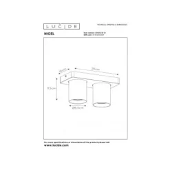 Lucide NIGEL Plafondspot 2xGU10/5W DTW Wit